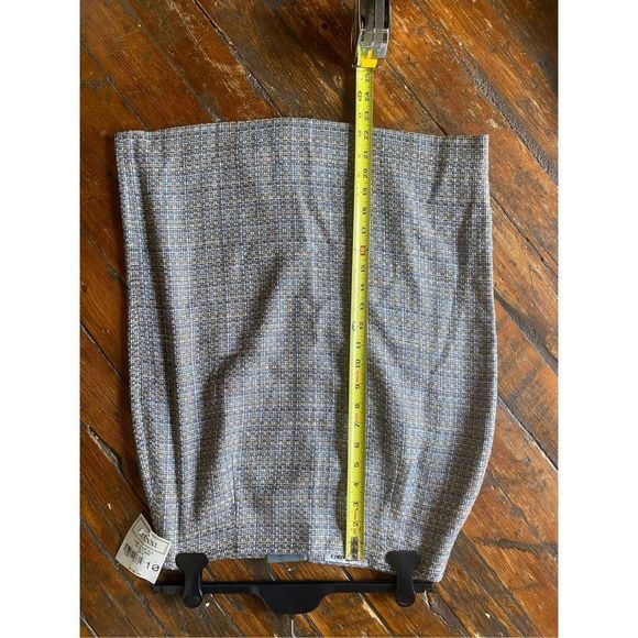 Gianni NWT Nordstrom Tan Blue Tweed Plaid Pencil Skirt Size 10, MSRP $108 - Picture 10 of 11
